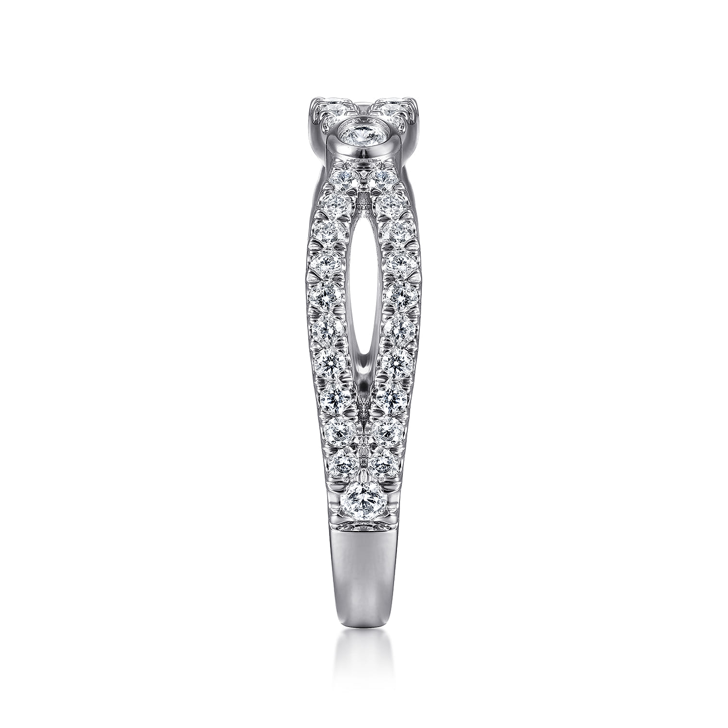 Fancy Wedding Ring in 14k White Gold with Round Natural Diamond at Gabriel & Co. - Shot 4