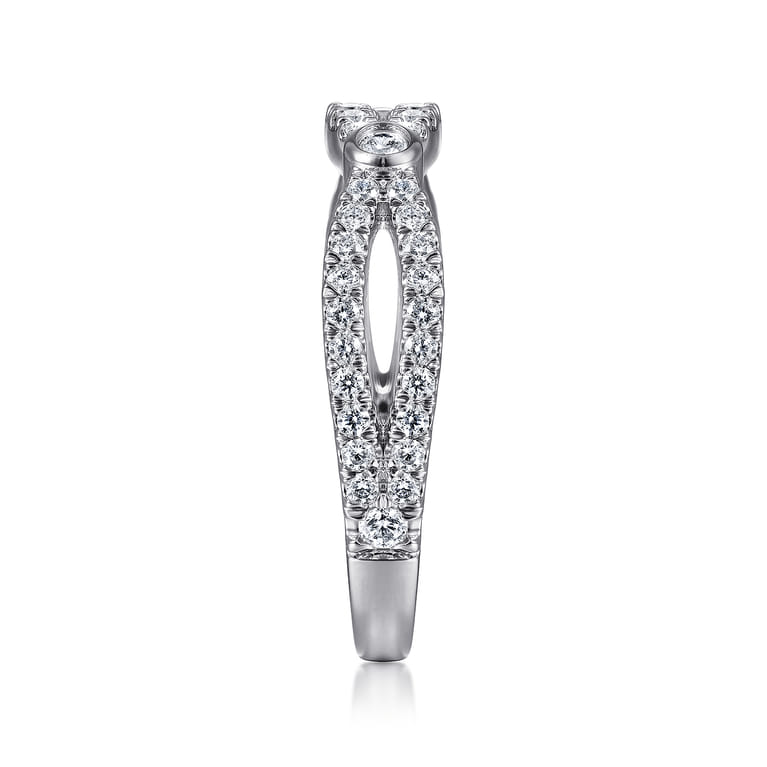 Fancy Wedding Ring in 14k White Gold with Round Natural Diamond at Gabriel & Co. - Shot 4