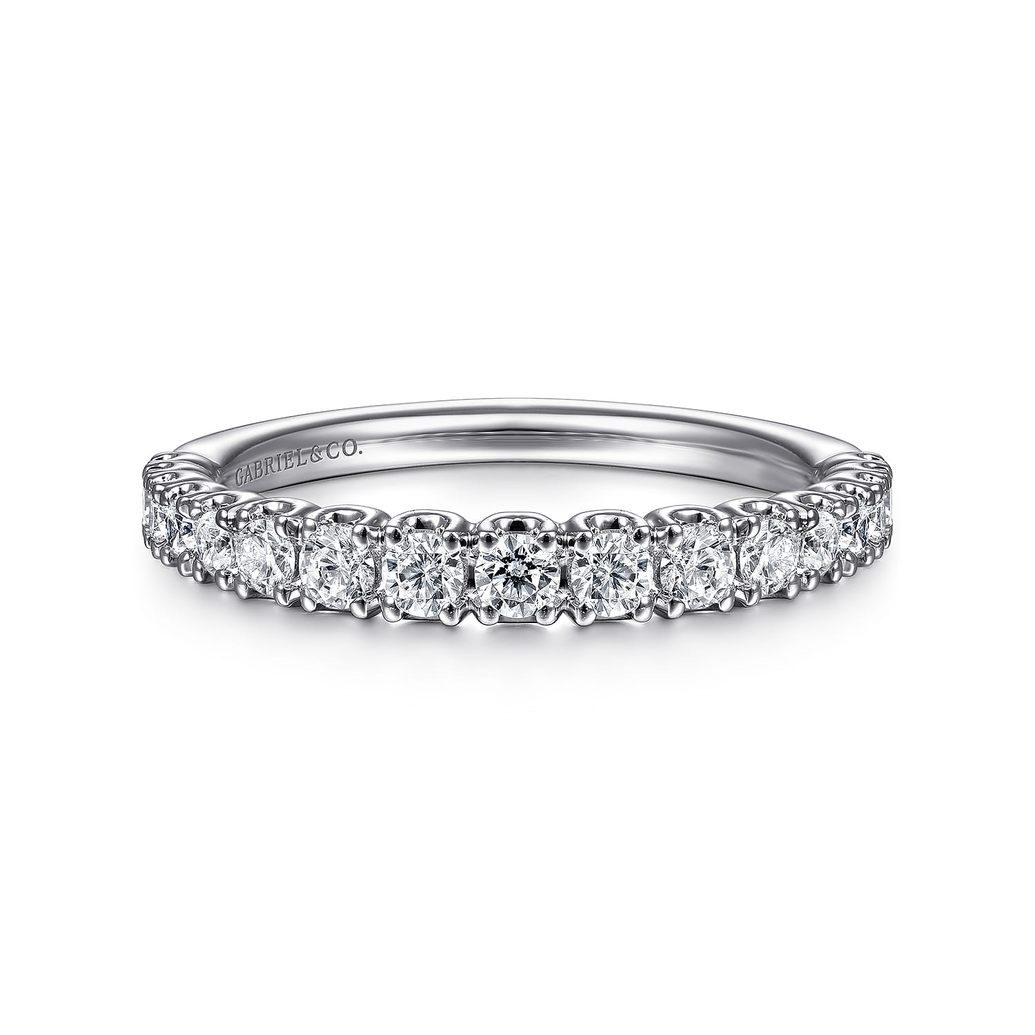 Straight Wedding Ring in 14k White Gold with Round Natural Diamond at Gabriel & Co. - Shot 1