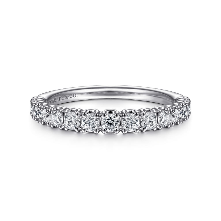 Straight Wedding Ring in 14k White Gold with Round Natural Diamond at Gabriel & Co. - Shot 1