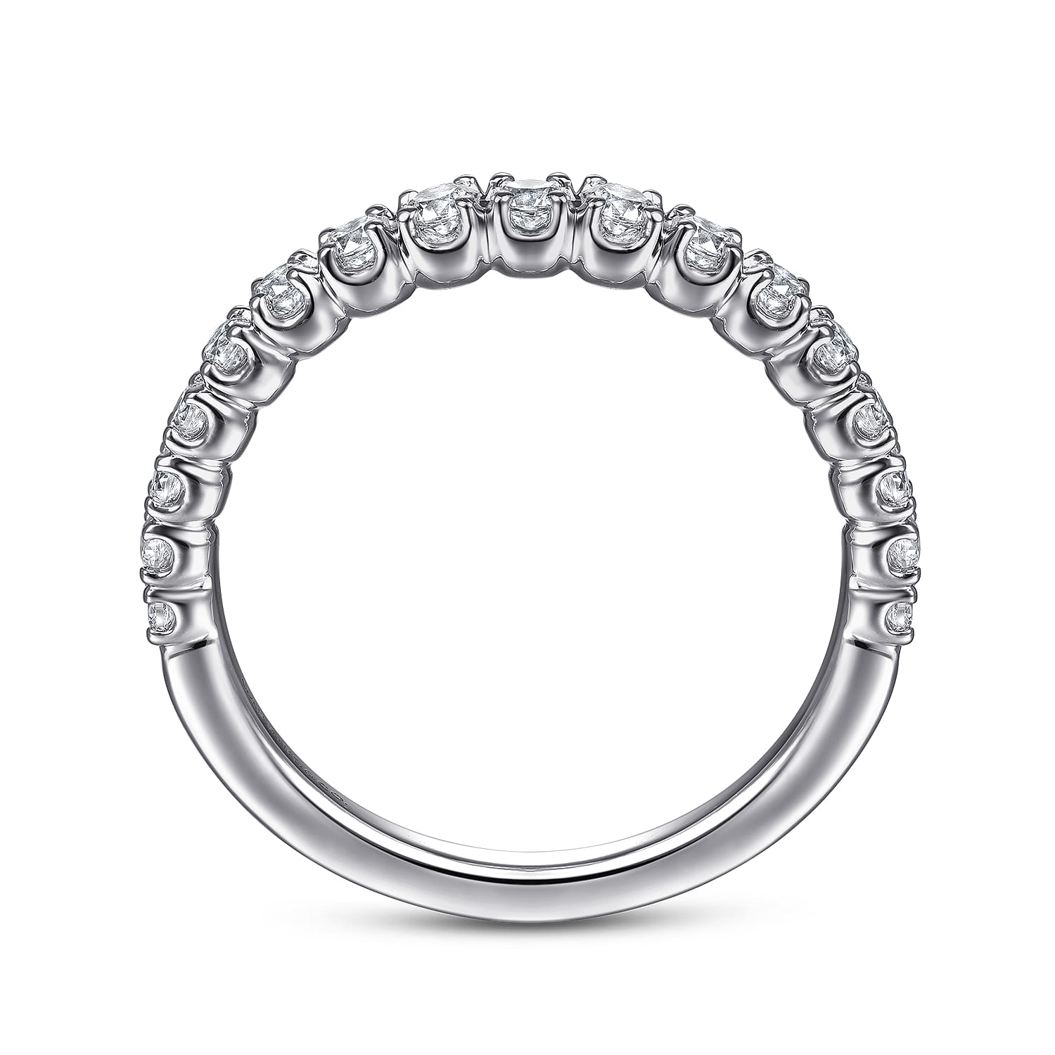 Straight Wedding Ring in 14k White Gold with Round Natural Diamond at Gabriel & Co. - Shot 2