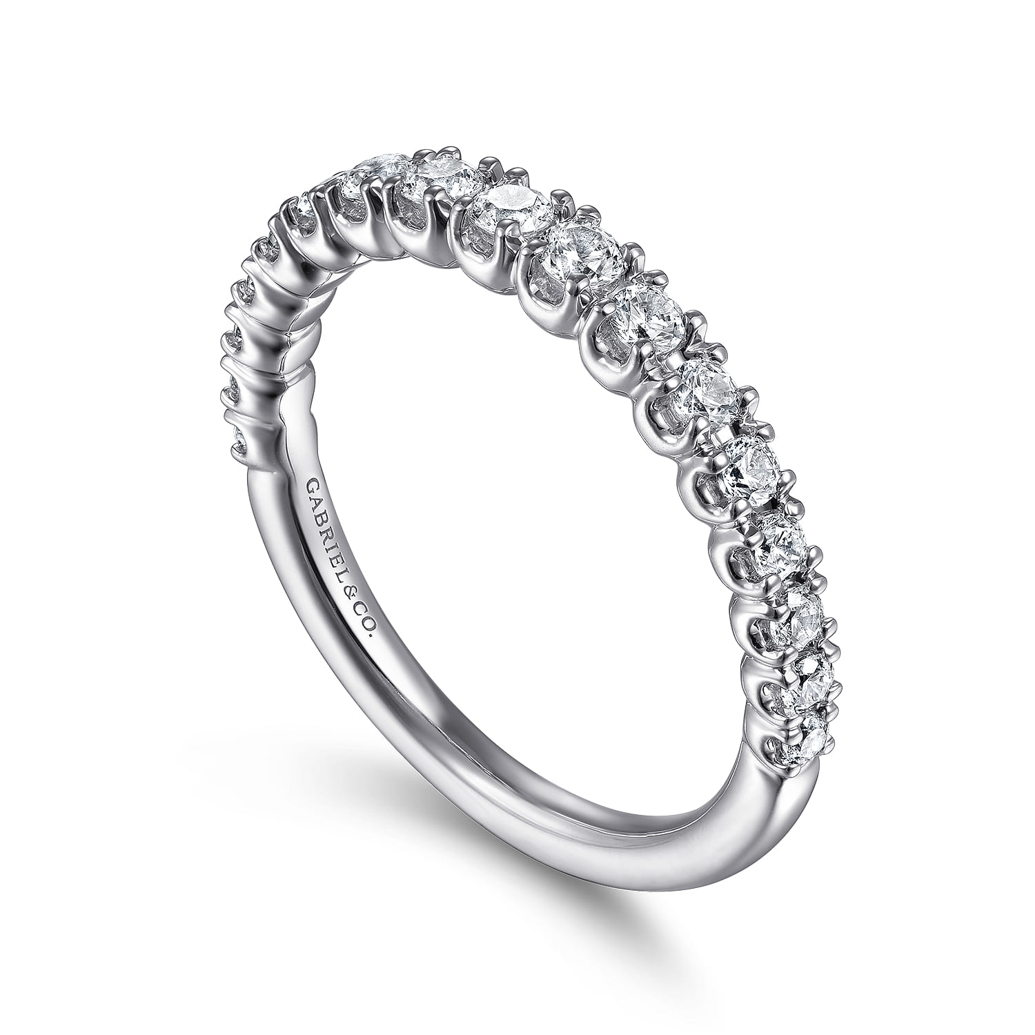 Straight Wedding Ring in 14k White Gold with Round Natural Diamond at Gabriel & Co. - Shot 3