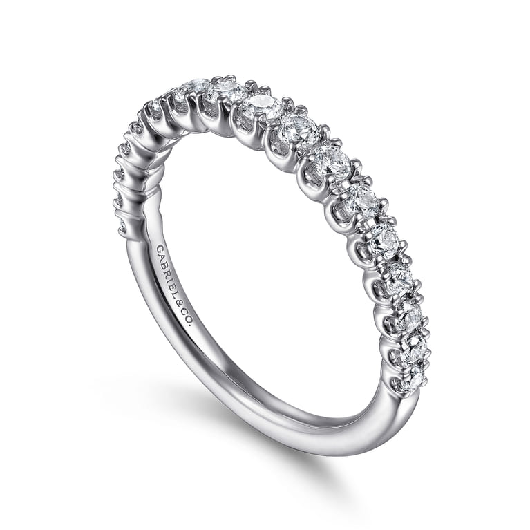 Straight Wedding Ring in 14k White Gold with Round Natural Diamond at Gabriel & Co. - Shot 3