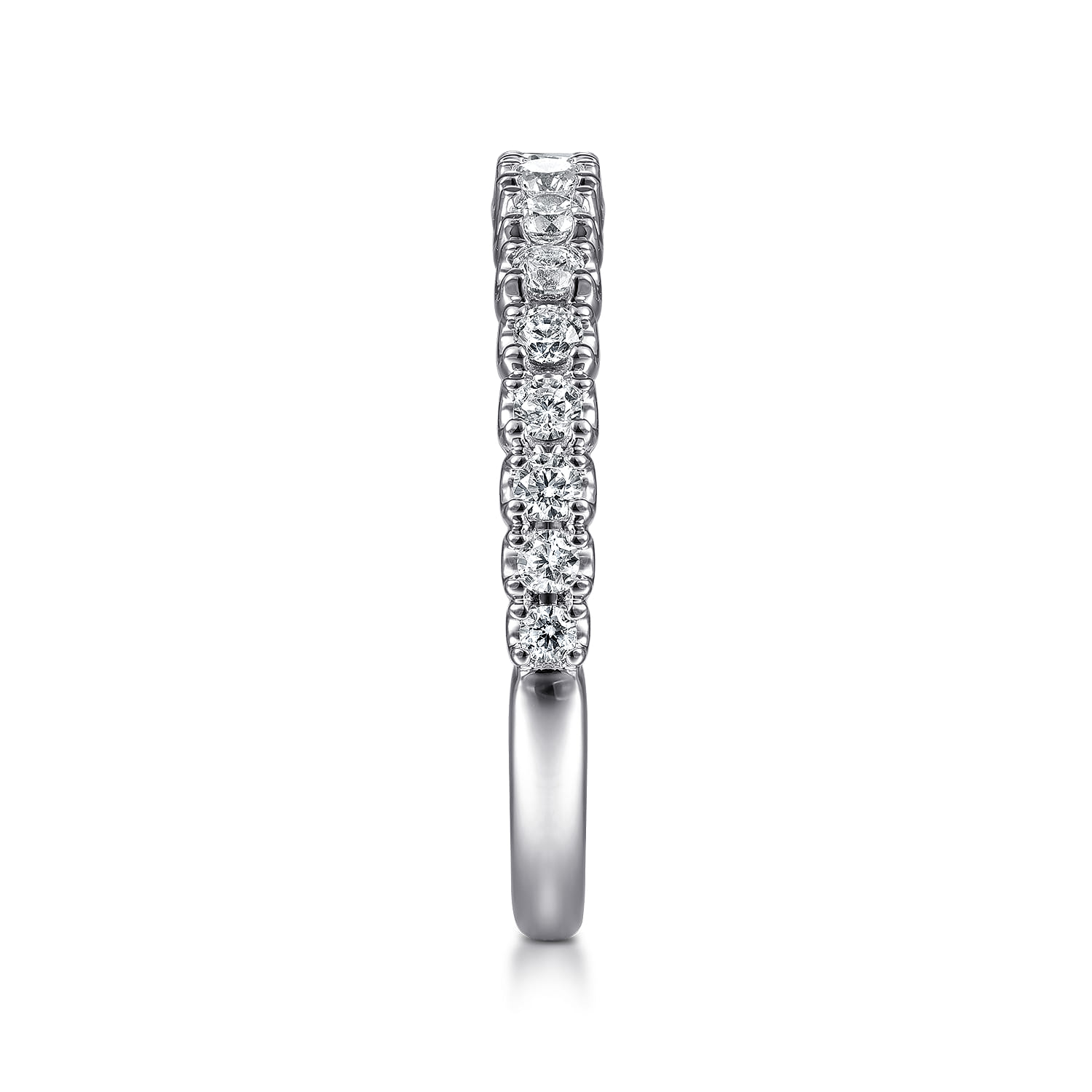 Straight Wedding Ring in 14k White Gold with Round Natural Diamond at Gabriel & Co. - Shot 4