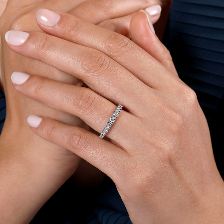 Straight Wedding Ring in 14k White Gold with Round Natural Diamond at Gabriel & Co. - Shot 5