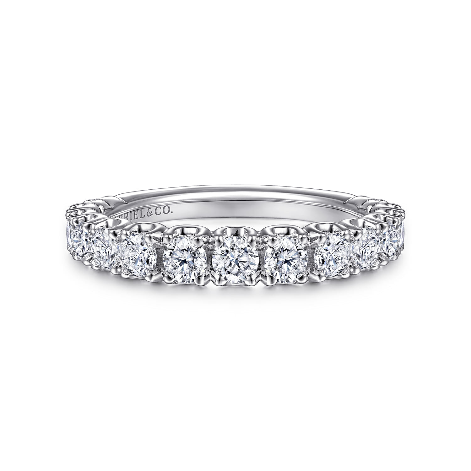 Straight Wedding Ring in 14k White Gold with Round Natural Diamond at Gabriel & Co. - Shot 1