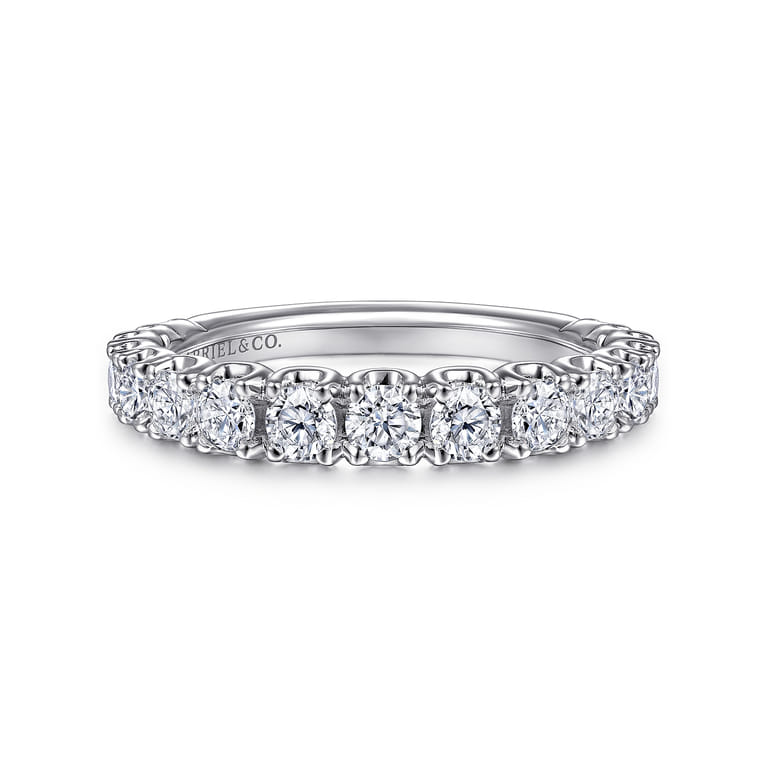 Straight Wedding Ring in 14k White Gold with Round Natural Diamond at Gabriel & Co. - Shot 1