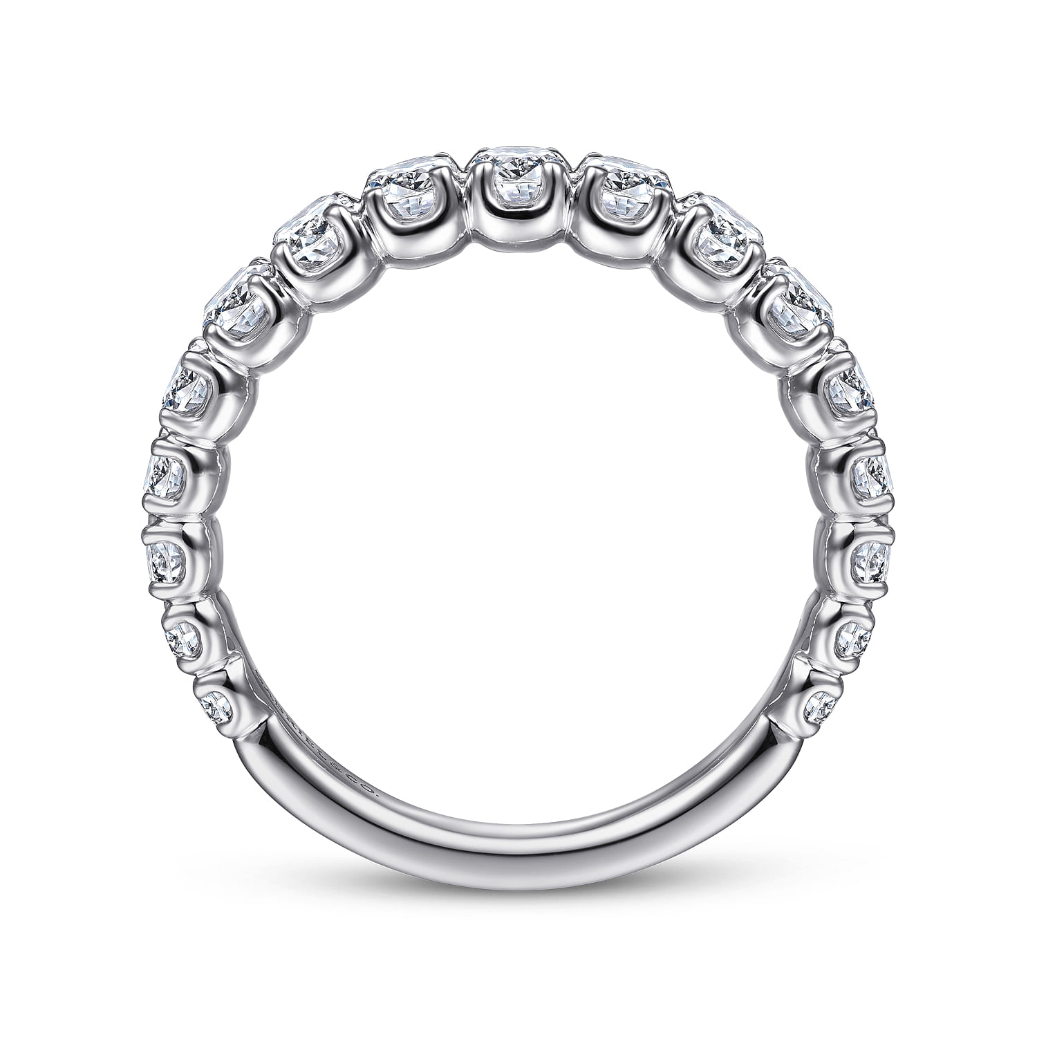 Straight Wedding Ring in 14k White Gold with Round Natural Diamond at Gabriel & Co. - Shot 2
