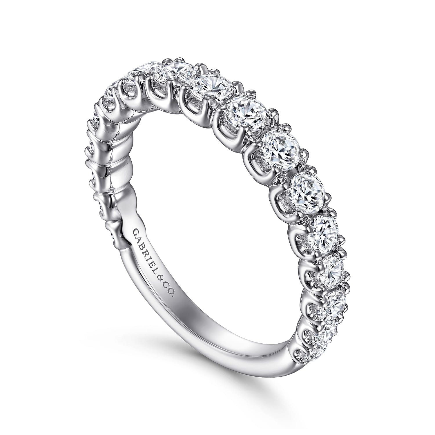 Straight Wedding Ring in 14k White Gold with Round Natural Diamond at Gabriel & Co. - Shot 3