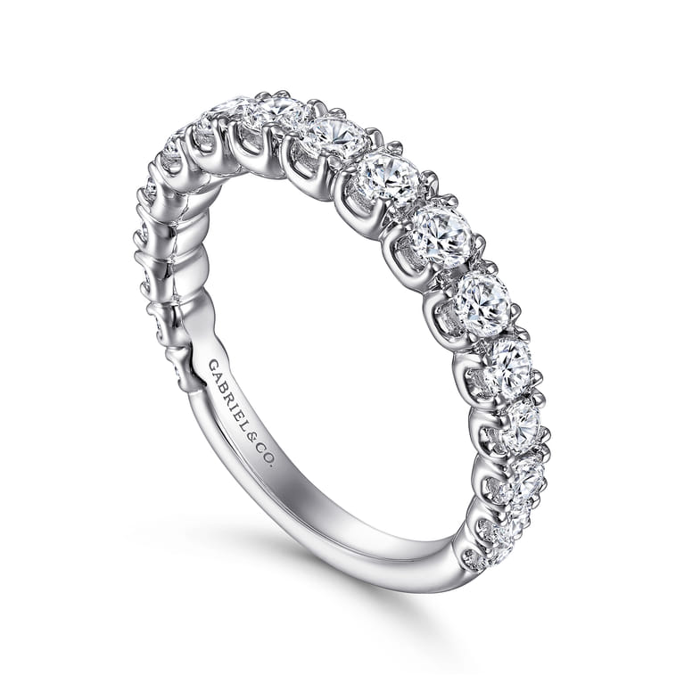Straight Wedding Ring in 14k White Gold with Round Natural Diamond at Gabriel & Co. - Shot 3