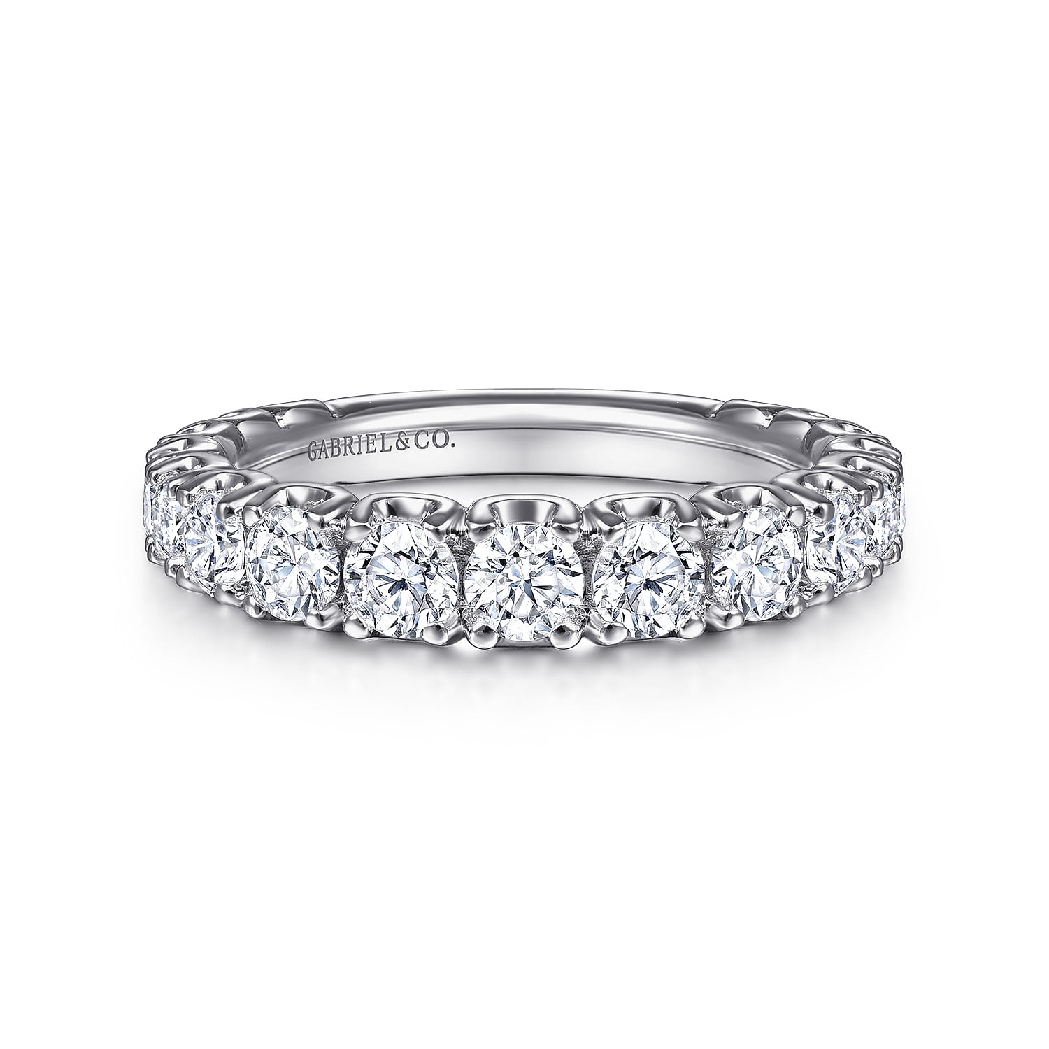 Straight Wedding Ring in 14k White Gold with Round Natural Diamond at Gabriel & Co. - Shot 1