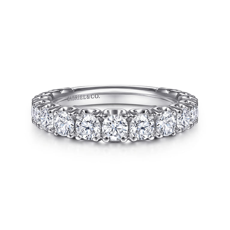 Straight Wedding Ring in 14k White Gold with Round Natural Diamond at Gabriel & Co. - Shot 1