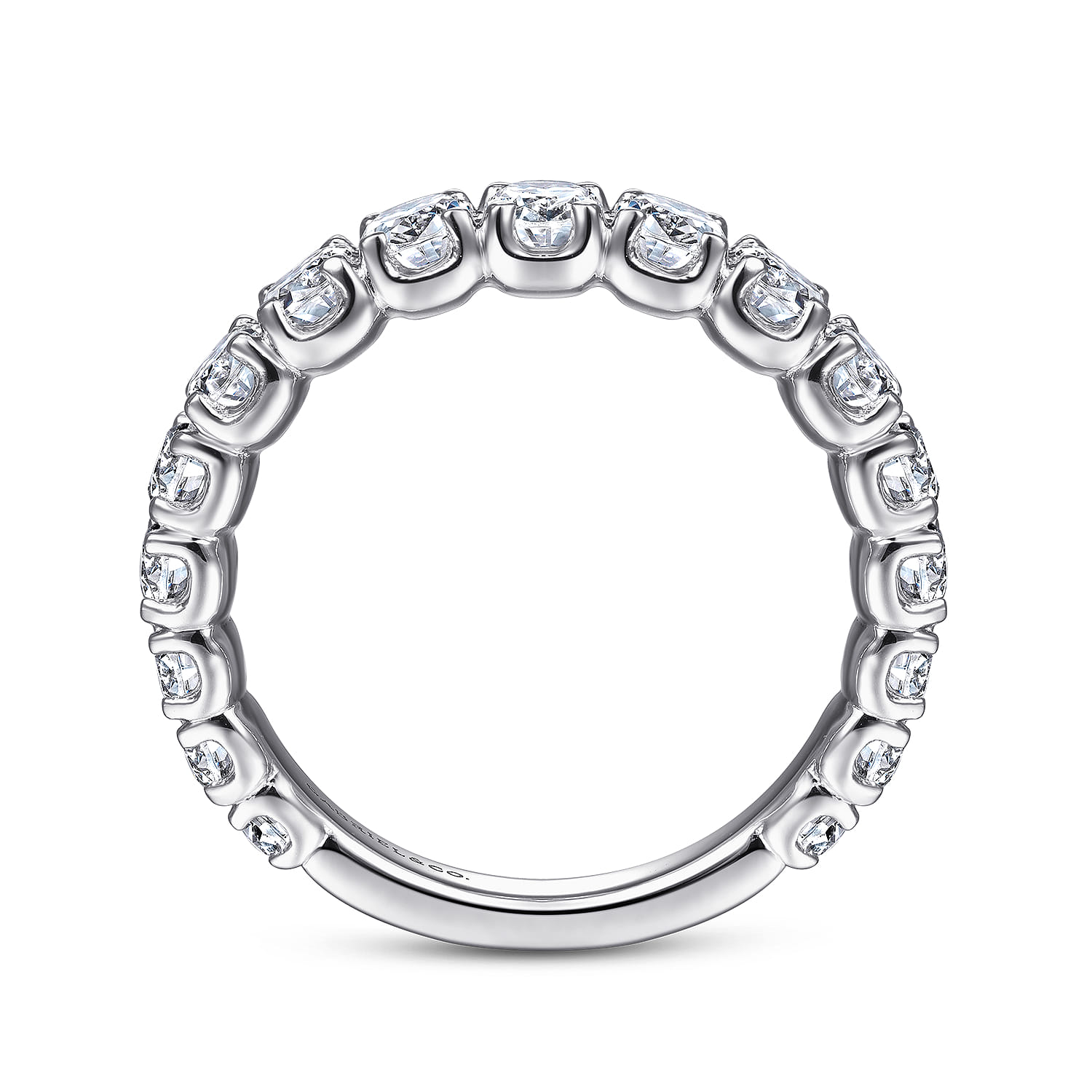Straight Wedding Ring in 14k White Gold with Round Natural Diamond at Gabriel & Co. - Shot 2