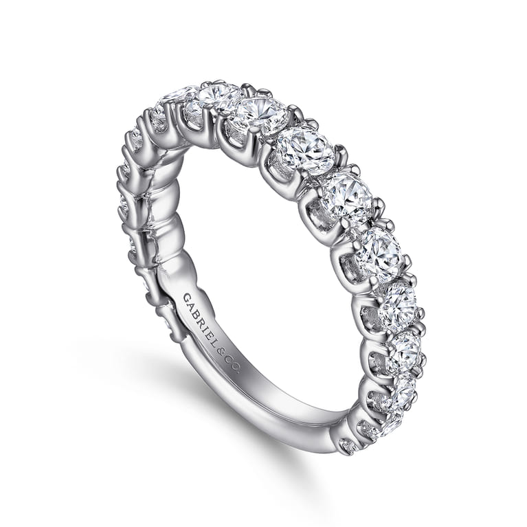 Straight Wedding Ring in 14k White Gold with Round Natural Diamond at Gabriel & Co. - Shot 3