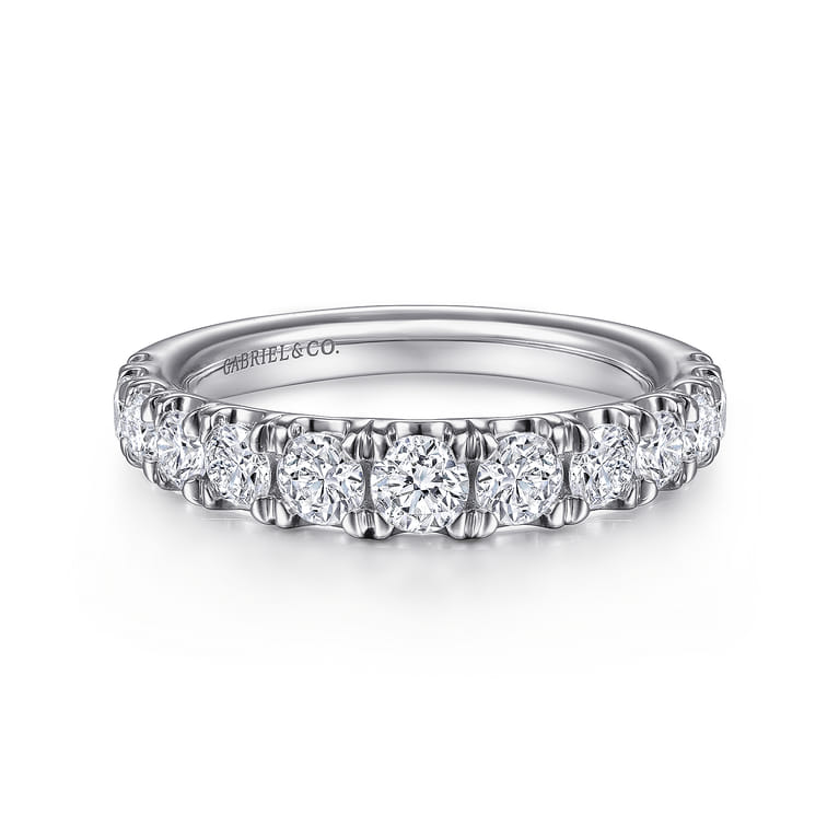 Straight Wedding Ring in 14k White Gold with Round Natural Diamond at Gabriel & Co. - Shot 1