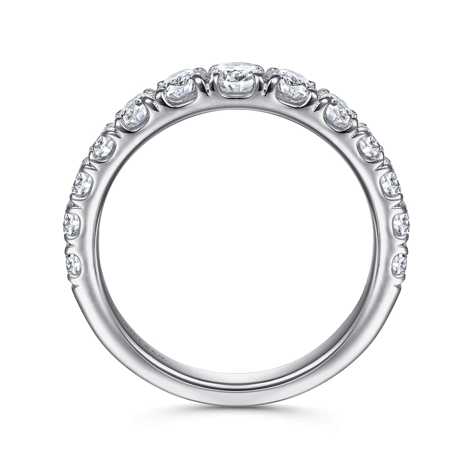 Straight Wedding Ring in 14k White Gold with Round Natural Diamond at Gabriel & Co. - Shot 2