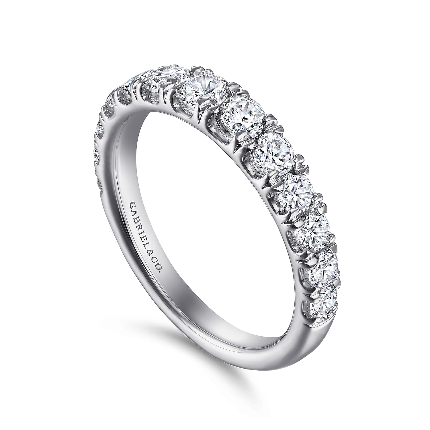 Straight Wedding Ring in 14k White Gold with Round Natural Diamond at Gabriel & Co. - Shot 3