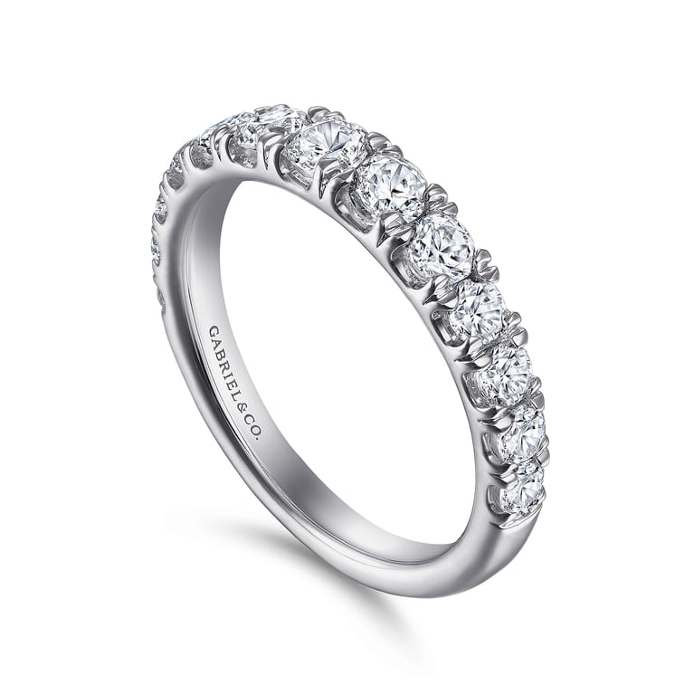 Straight Wedding Ring in 14k White Gold with Round Natural Diamond at Gabriel & Co. - Shot 3