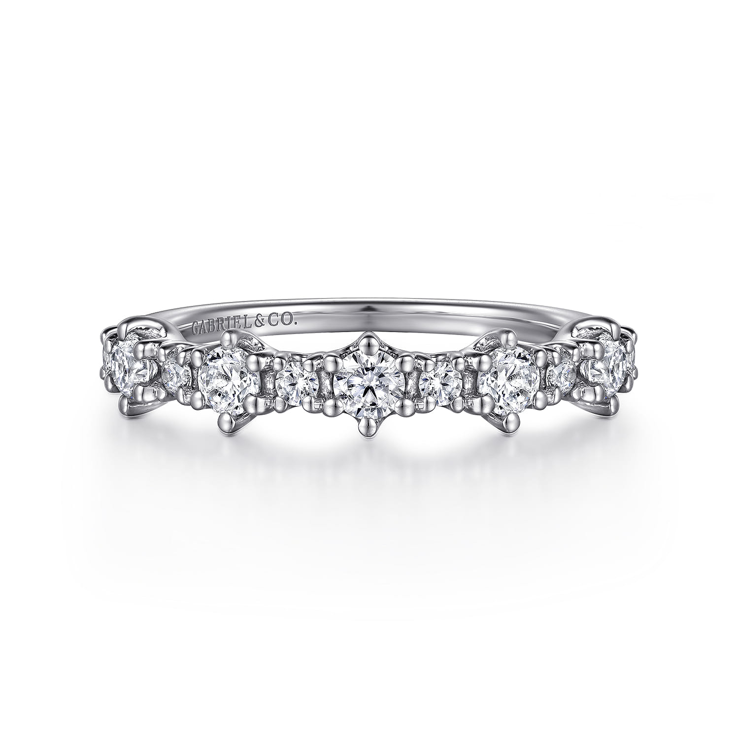 Straight Wedding Ring in 14k White Gold with Round Natural Diamond at Gabriel & Co. - Shot 1
