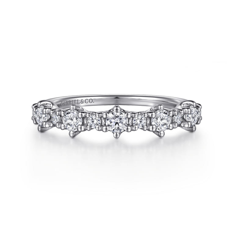Straight Wedding Ring in 14k White Gold with Round Natural Diamond at Gabriel & Co. - Shot 1