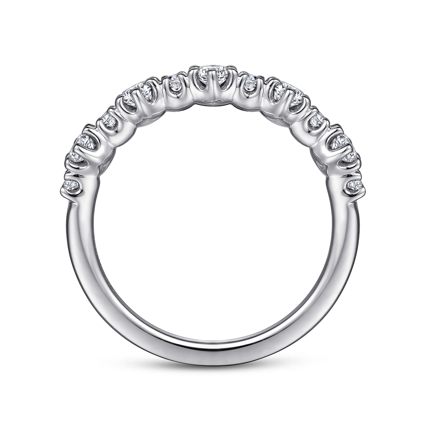 Straight Wedding Ring in 14k White Gold with Round Natural Diamond at Gabriel & Co. - Shot 2