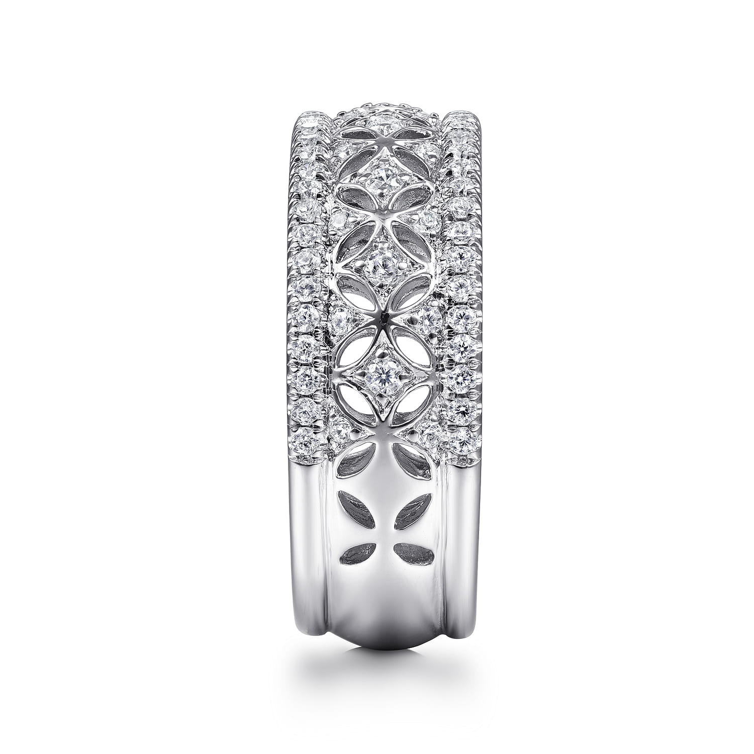 Fancy Wedding Ring in 14k White Gold with Round Natural Diamond at Gabriel & Co. - Shot 4