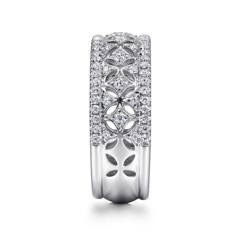 Fancy Wedding Ring in 14k White Gold with Round Natural Diamond at Gabriel & Co. - Shot 4