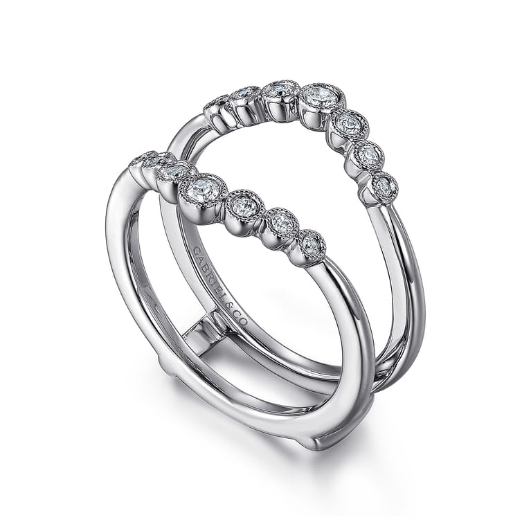 Enhancer Wedding Ring in 14k White Gold with Round Natural Diamond at Gabriel & Co. - Shot 3
