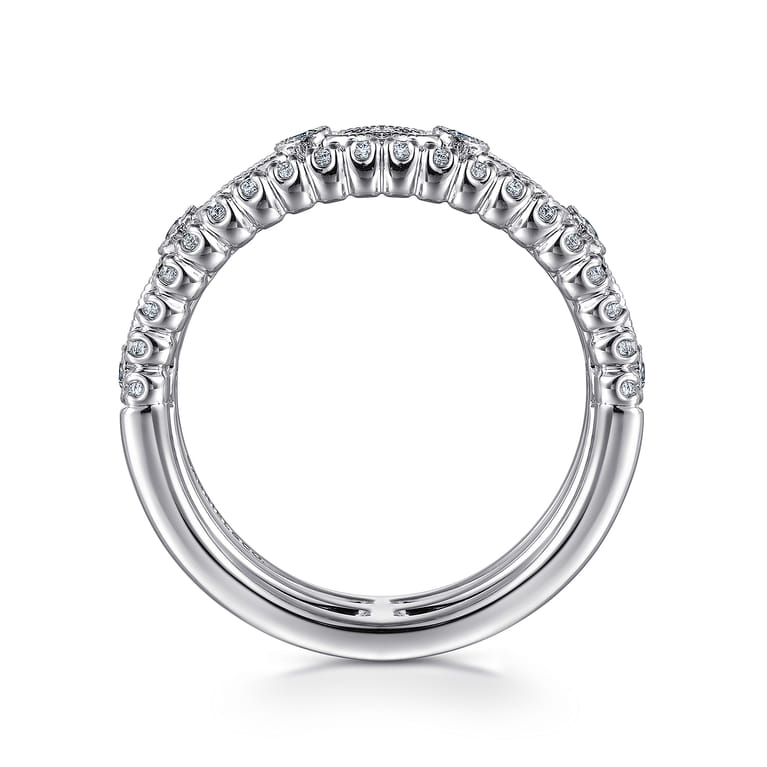 Fancy Wedding Ring in 14k White Gold with Round Natural Diamond at Gabriel & Co. - Shot 2