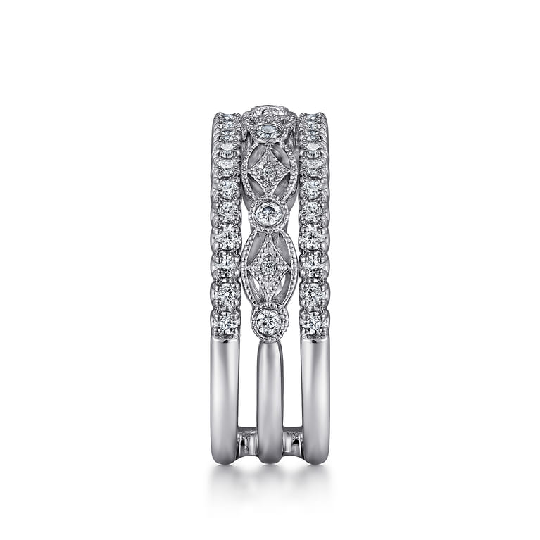 Fancy Wedding Ring in 14k White Gold with Round Natural Diamond at Gabriel & Co. - Shot 4