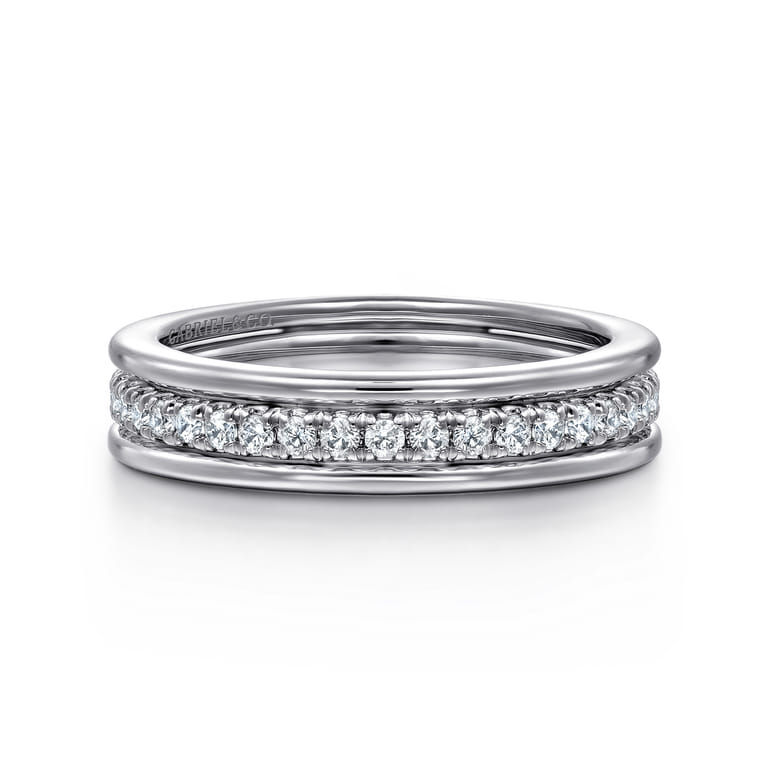 Straight Wedding Ring in 14k White Gold with Round Natural Diamond at Gabriel & Co. - Shot 1