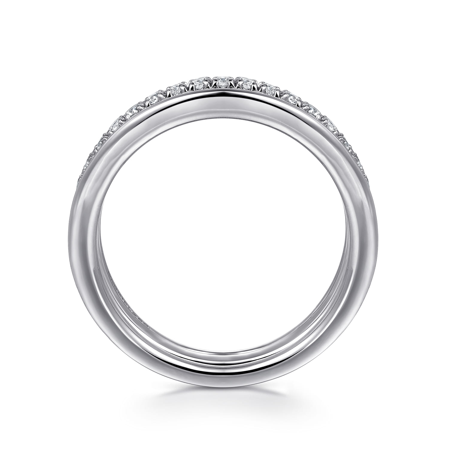 Straight Wedding Ring in 14k White Gold with Round Natural Diamond at Gabriel & Co. - Shot 2