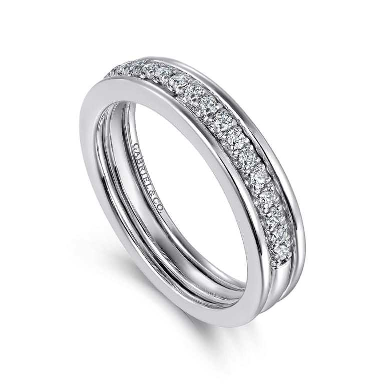 Straight Wedding Ring in 14k White Gold with Round Natural Diamond at Gabriel & Co. - Shot 3