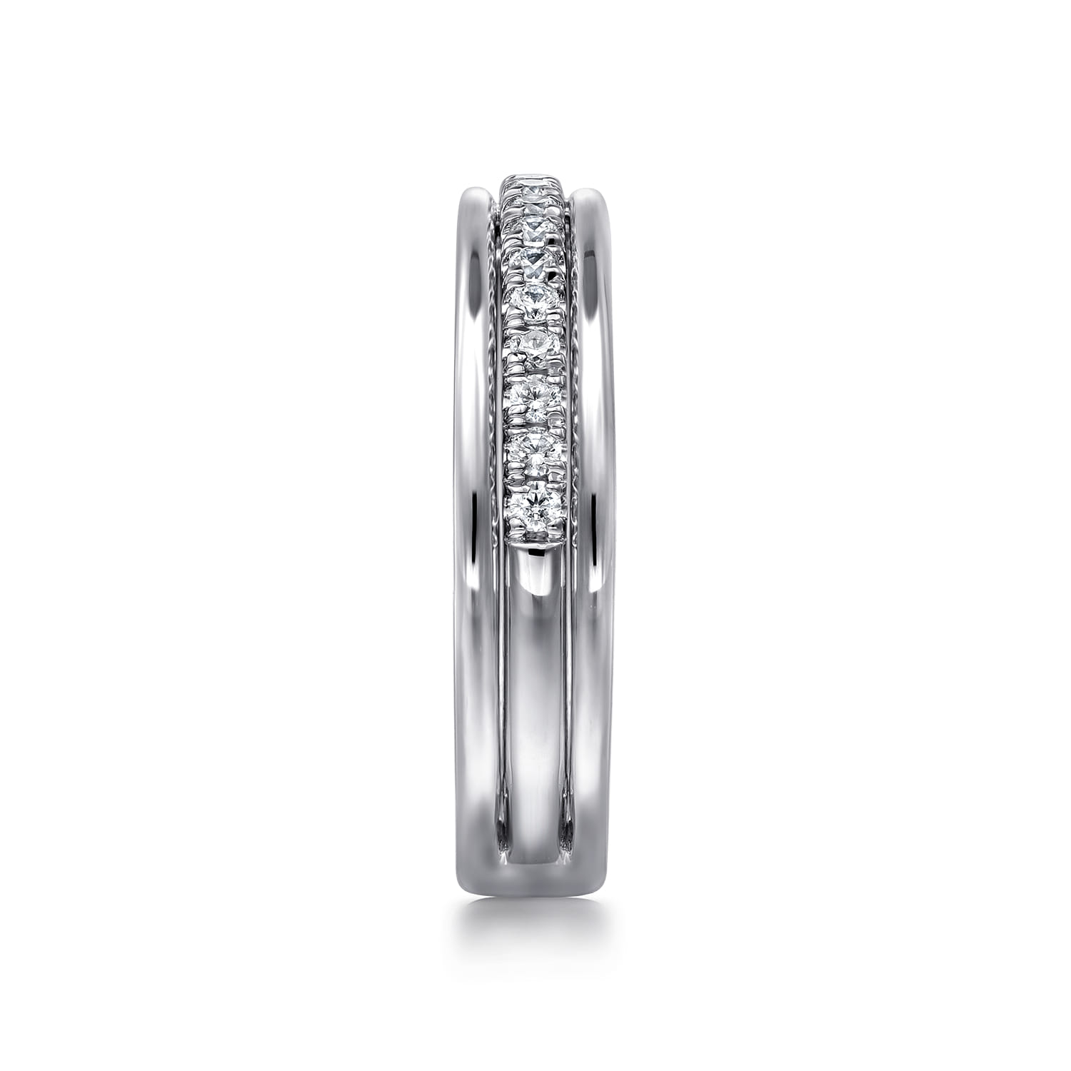 Straight Wedding Ring in 14k White Gold with Round Natural Diamond at Gabriel & Co. - Shot 4