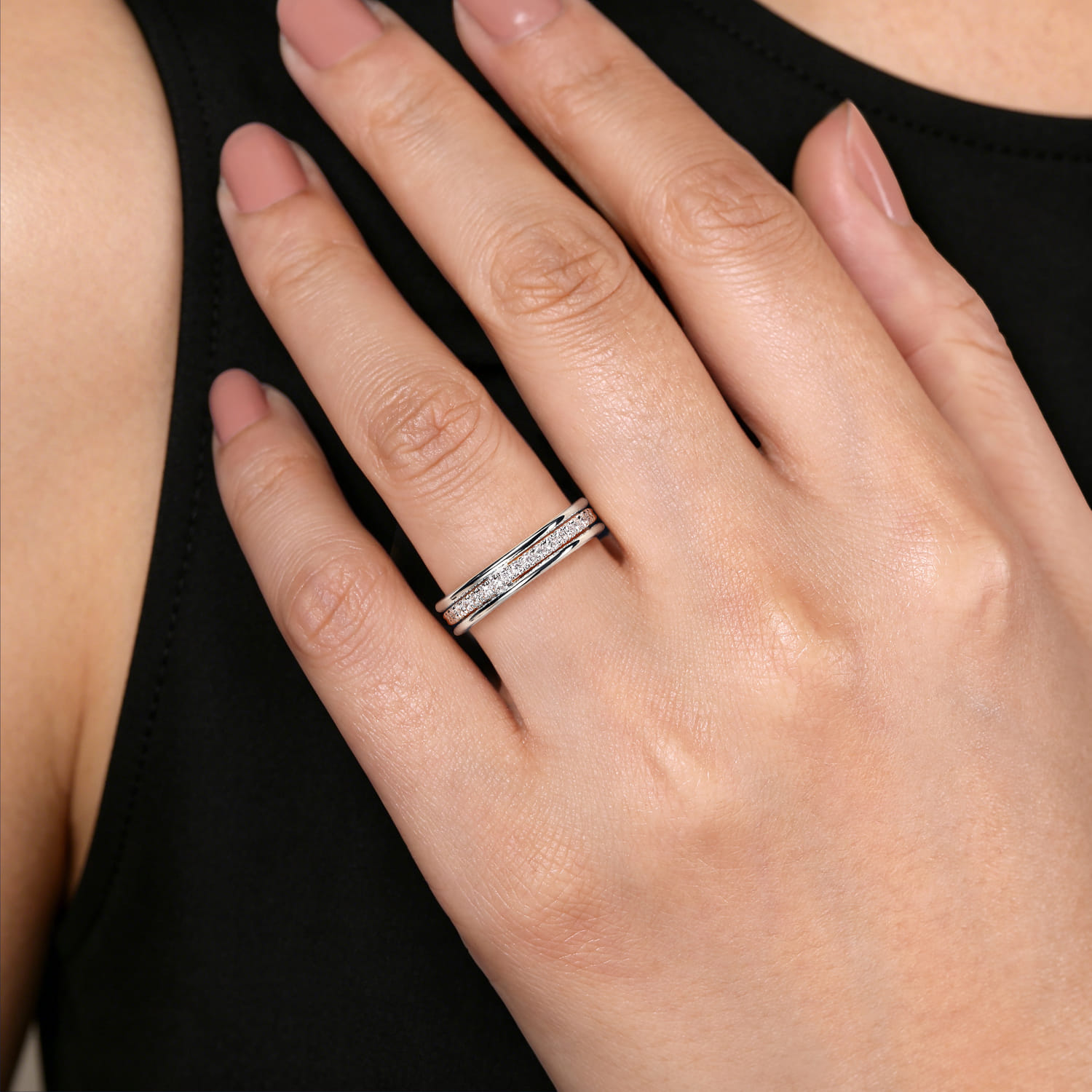 Straight Wedding Ring in 14k White Gold with Round Natural Diamond at Gabriel & Co. - Shot 5
