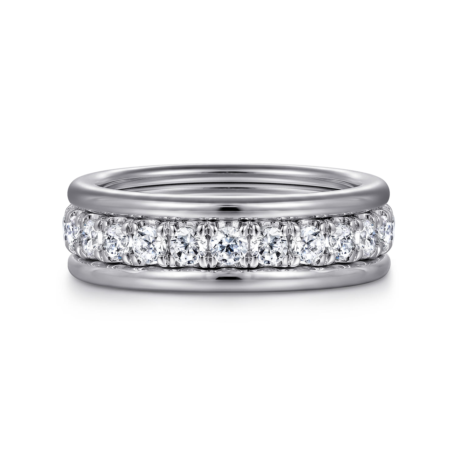 Fancy Wedding Ring in 14k White Gold with Round Natural Diamond at Gabriel & Co. - Shot 1