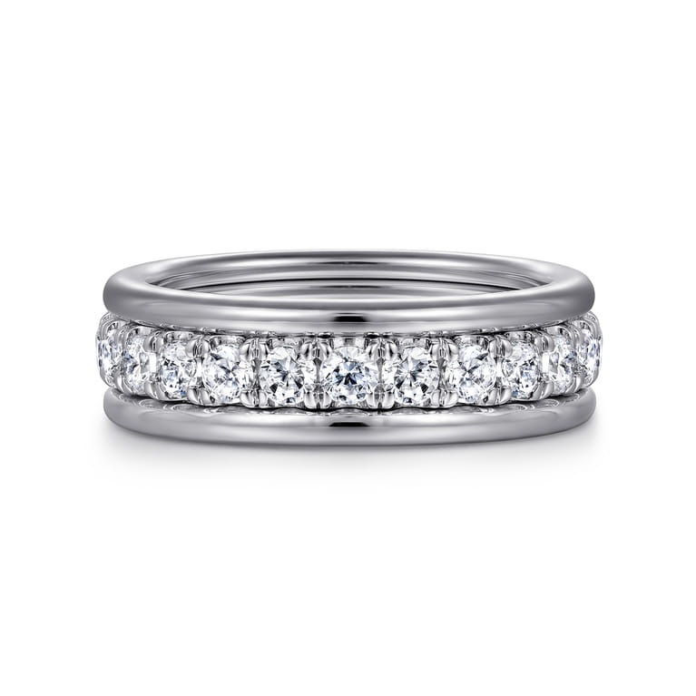 Fancy Wedding Ring in 14k White Gold with Round Natural Diamond at Gabriel & Co. - Shot 1