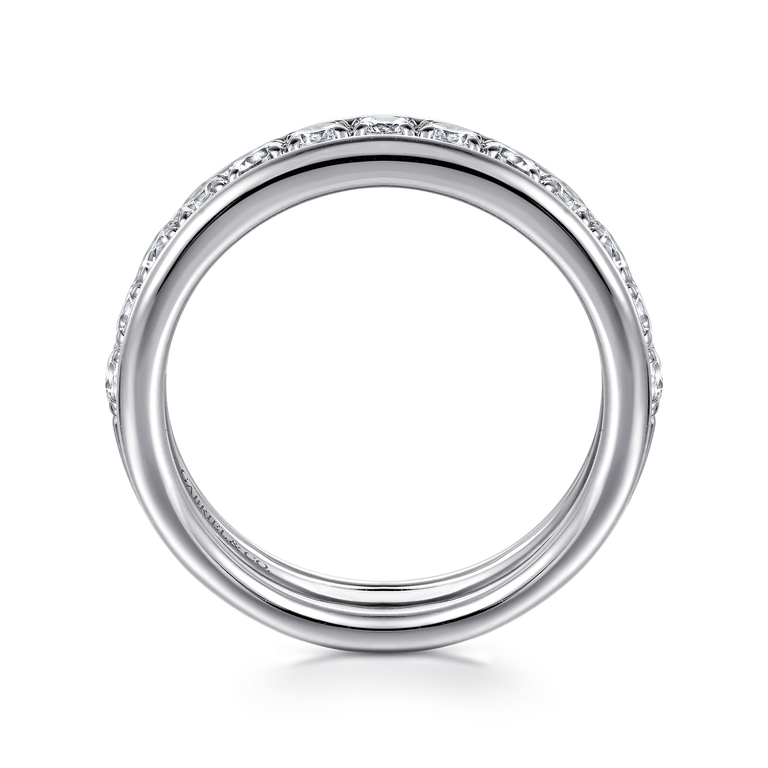 Fancy Wedding Ring in 14k White Gold with Round Natural Diamond at Gabriel & Co. - Shot 2
