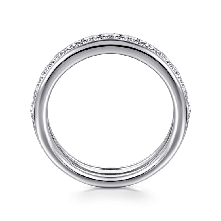 Fancy Wedding Ring in 14k White Gold with Round Natural Diamond at Gabriel & Co. - Shot 2
