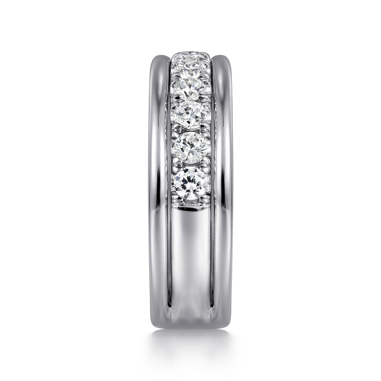 Fancy Wedding Ring in 14k White Gold with Round Natural Diamond at Gabriel & Co. - Shot 4