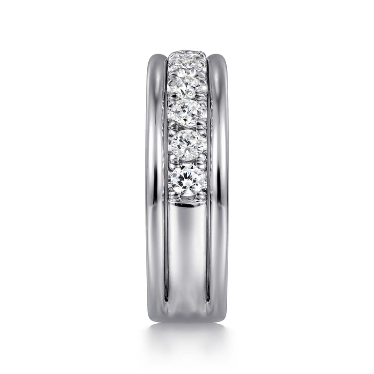 Fancy Wedding Ring in 14k White Gold with Round Natural Diamond at Gabriel & Co. - Shot 4