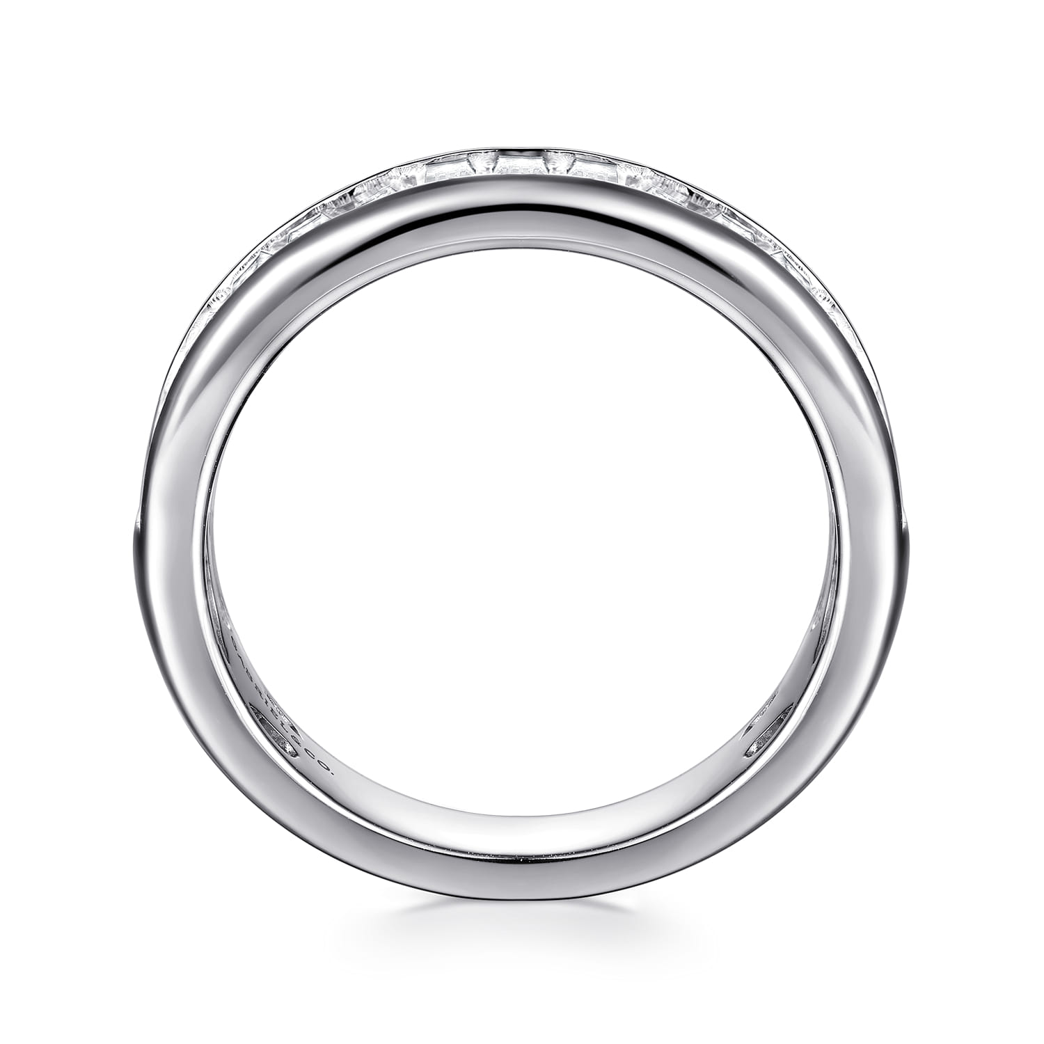 Fancy Wedding Ring in 14k White Gold with Baguette Natural Diamond at Gabriel & Co. - Shot 2