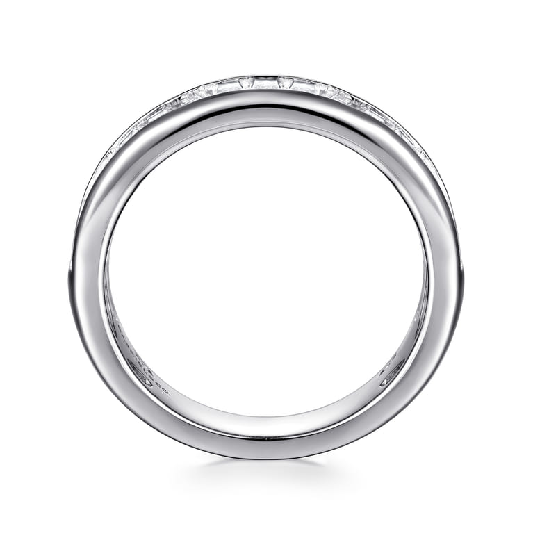 Fancy Wedding Ring in 14k White Gold with Baguette Natural Diamond at Gabriel & Co. - Shot 2