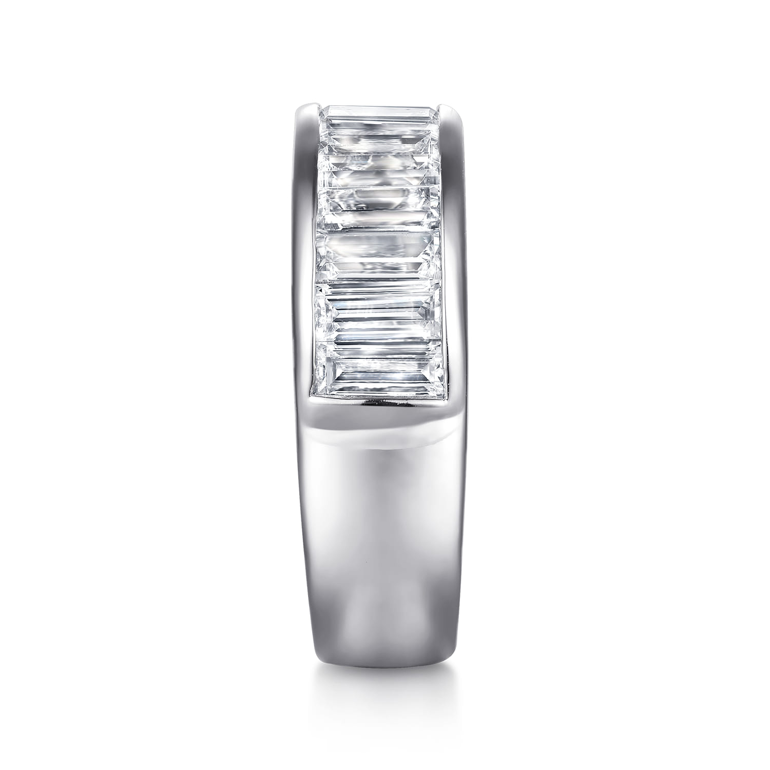 Fancy Wedding Ring in 14k White Gold with Baguette Natural Diamond at Gabriel & Co. - Shot 4