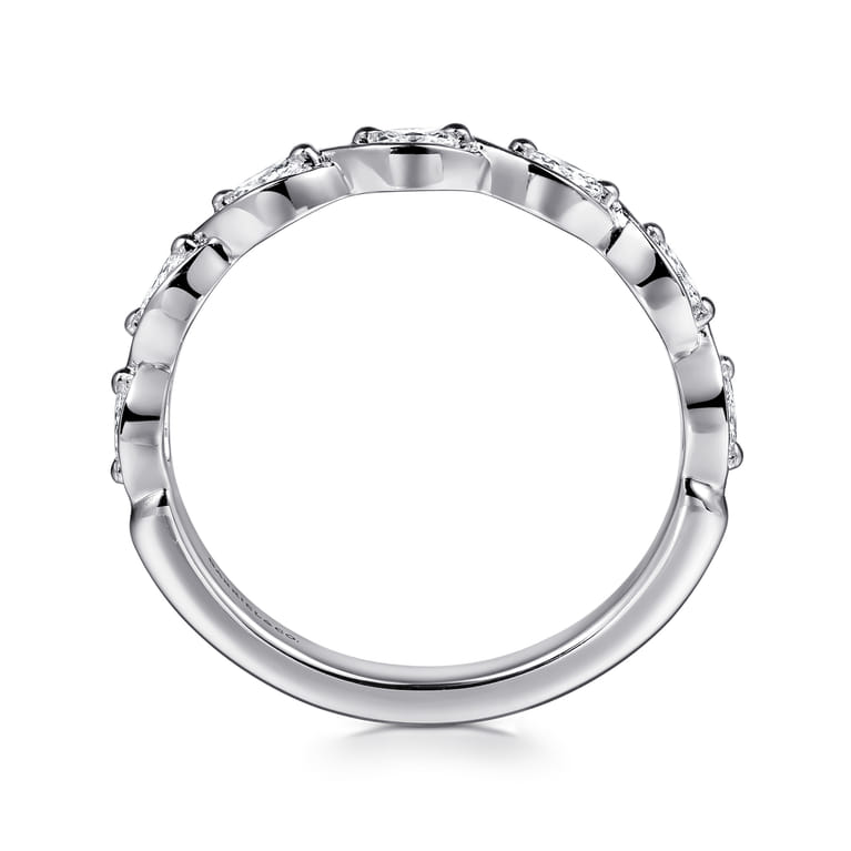 Straight Wedding Ring in 14k White Gold with Marquise Natural Diamond at Gabriel & Co. - Shot 2