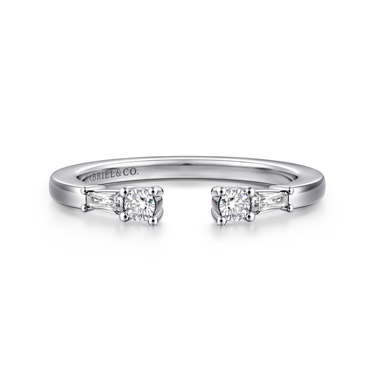 Open Ring Wedding Ring in 14k White Gold with Baguette Natural Diamond at Gabriel & Co. - Shot 1