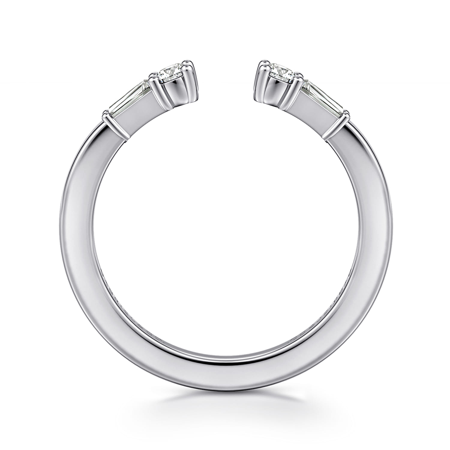 Open Ring Wedding Ring in 14k White Gold with Baguette Natural Diamond at Gabriel & Co. - Shot 2