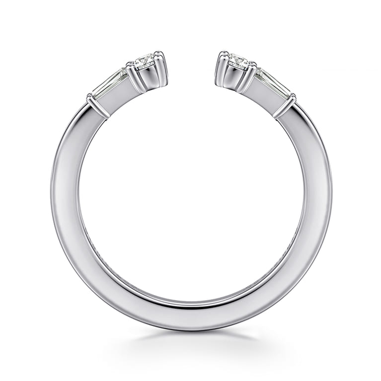 Open Ring Wedding Ring in 14k White Gold with Baguette Natural Diamond at Gabriel & Co. - Shot 2