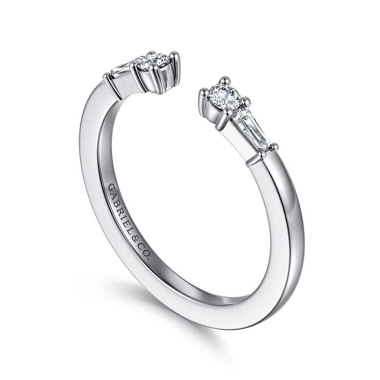 Open Ring Wedding Ring in 14k White Gold with Baguette Natural Diamond at Gabriel & Co. - Shot 3