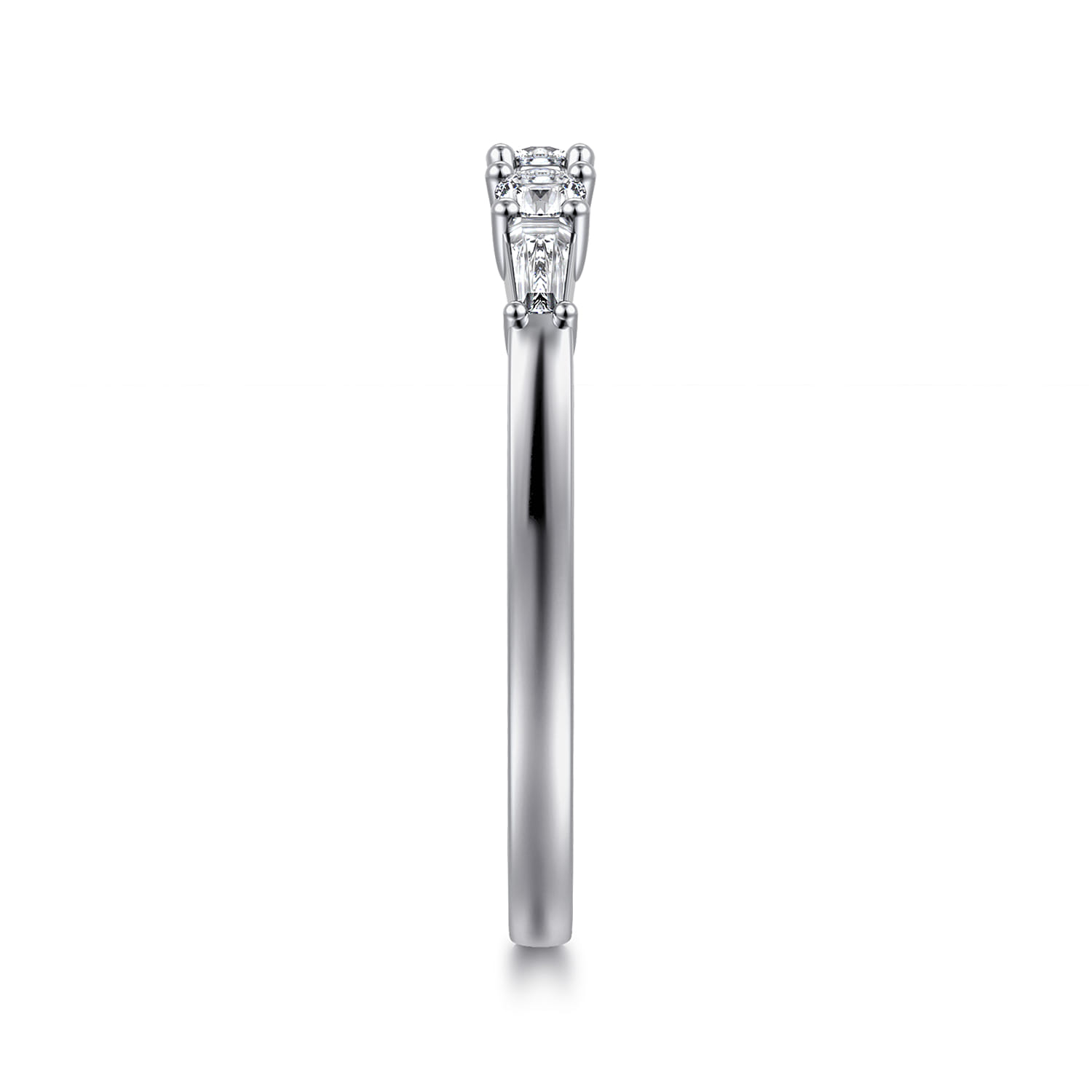Open Ring Wedding Ring in 14k White Gold with Baguette Natural Diamond at Gabriel & Co. - Shot 4